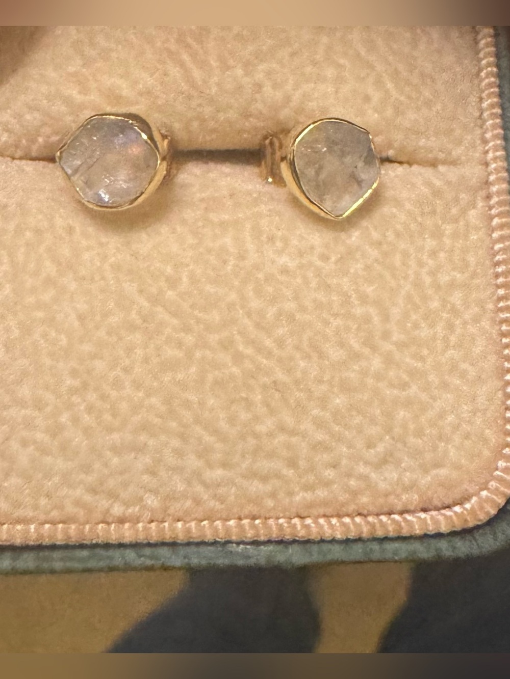 Gold Moonstone Stud Earrings